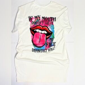Graphic Tee dress with Pink Tongue & Multicolor Splash